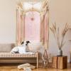 Ambesonne Cartoon Tapestry Twin Size, Fairytale Castle Interior of a Ballroom Chandelier Ceiling Columns Kingdom Pinkish Love Print, Wall Hanging Bedspread Bed Cover Wall Decor, Twin Size, Rose Peach view 2