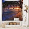 Ambesonne Hawaiian Tapestry King Size, Pacific Sunrise at Lanikai Beach Hawaii Sandy Tropics Hills Leaves Landmark, Wall Hanging Bedspread Bed Cover Wall Decor, King Size, Umber Purple view 2