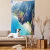 Ambesonne Hawaiian Tapestry Queen Size, Na Pali Coast on Kauai Island on Hawaii Sunny Day Seaside Mountain Skyline, Wall Hanging Bedspread Bed Cover Wall Decor, 88" X 88", Blue Green Brown view 2