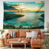 Ambesonne Hawaiian Tapestry King Size, Sunrise Over Hanauma Bay Oahu Hawaii Sunbeams Through Clouds Shoreline, Wall Hanging Bedspread Bed Cover Wall Decor, King Size, Green Orange view 1