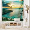 Ambesonne Hawaiian Tapestry King Size, Sunrise Over Hanauma Bay Oahu Hawaii Sunbeams Through Clouds Shoreline, Wall Hanging Bedspread Bed Cover Wall Decor, King Size, Green Orange view 2