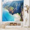 Ambesonne Hawaiian Tapestry King Size, Na Pali Coast on Kauai Island on Hawaii Sunny Day Seaside Mountain Skyline, Wall Hanging Bedspread Bed Cover Wall Decor, 104" X 88", Blue Green Brown view 2