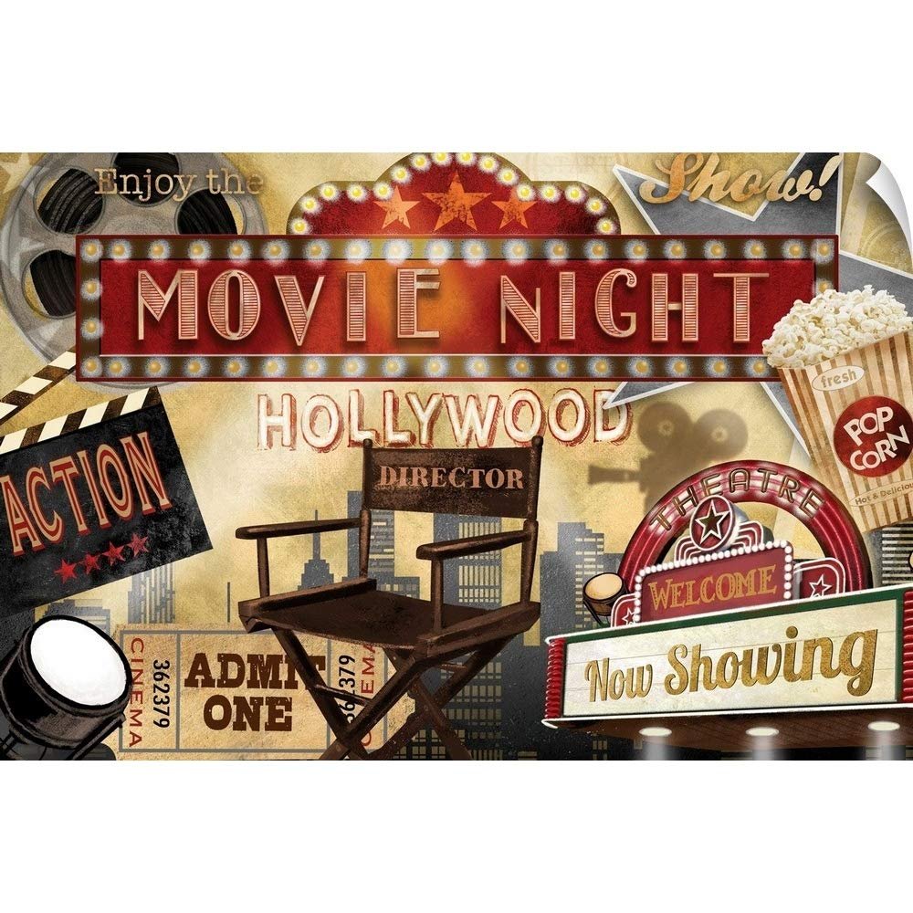 CANVAS ON DEMAND Movie Night Wall Decal, Hollywood Artwork