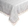 Bettery Home Cotton Linen Rectangular Tablecloth Tassel Plaid Table Cloth for Dining Kitchen Room Tabletop Decoration, 36" x 52" view 2