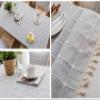 Bettery Home Cotton Linen Rectangular Tablecloth Tassel Plaid Table Cloth for Dining Kitchen Room Tabletop Decoration, 36" x 52" view 3