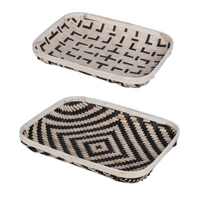 A&B Home Organic Elements Geometric Wash Trays - Set of 2 Geometric/Black/White Wash