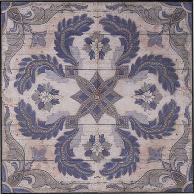 A & B Home 48 in. x 48 in. Pari Blue/Brown Blooming Hanging Framed Wall Art Tile AV43689