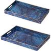 A&B Home Modern Chic Blue Rectangular Tray, Set of 2 view 1