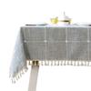 Bettery Home Cotton Linen Rectangular Tablecloth Tassel Plaid Table Cloth for Dining Kitchen Room Tabletop Decoration, 44" x 66" view 1