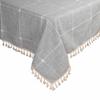 Bettery Home Cotton Linen Rectangular Tablecloth Tassel Plaid Table Cloth for Dining Kitchen Room Tabletop Decoration, 44" x 66" view 2