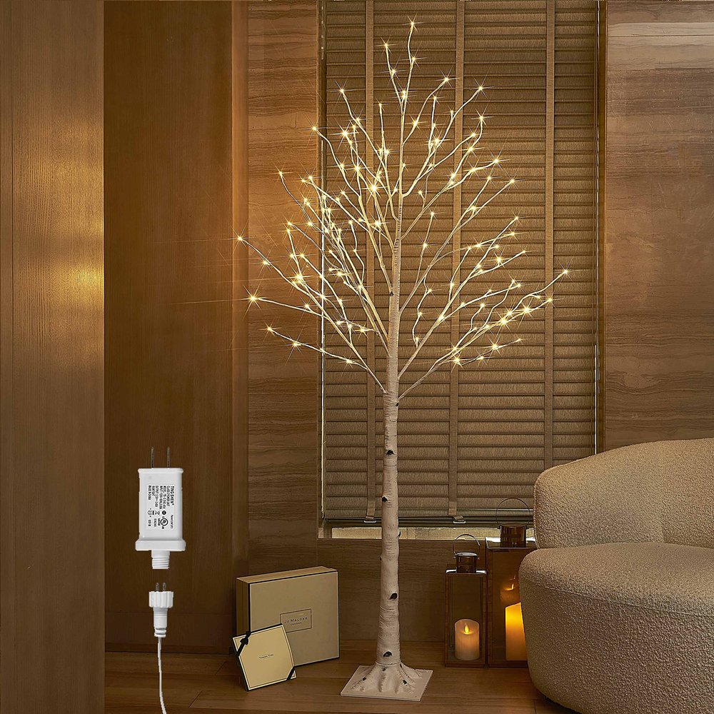 Hairui Lighted White Birch Tree 6FT, Twig Tree with Lights Plug in for Christmas Wedding Party Easter Decorations Indoor Outdoor Use