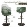 Glitzhome Mid Century Bar Stools Set of 2 Vintage Swivel Leather Adjustable Bar Chair with Backrest and Footrest, Modern Pub Kitchen Counter Height Barstools, Hunter Green view 2