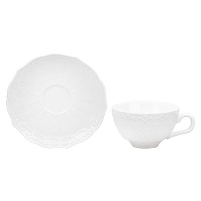 10 Strawberry Street Ever White 5 oz Cup & 6" Saucer, Set of 6