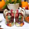 56540DB Fine Ceramic Harvest Thanksgiving Turkey Salt and Pepper Shakers Set, 3-3/4" H view 2