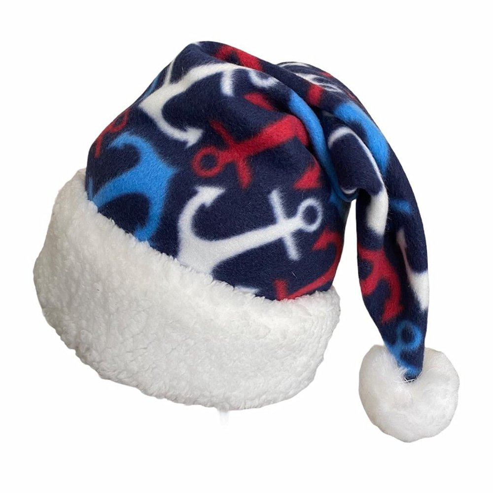 Nautical Santa, Fleece Santa Hat, Sea Captain Santa Hat, Boating Santa Hat, Christmas Hat