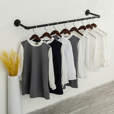 Panet coat rack vintage wrought iron coat rack, solid wood clothing store display stand (Size : 120 * 24cm)