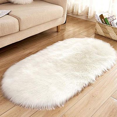 32x71in White Faux Fur Rugs Shaggy Area Rug Sheepskin Home Decor Bedroom Throw Rug Modern Nursey Decor