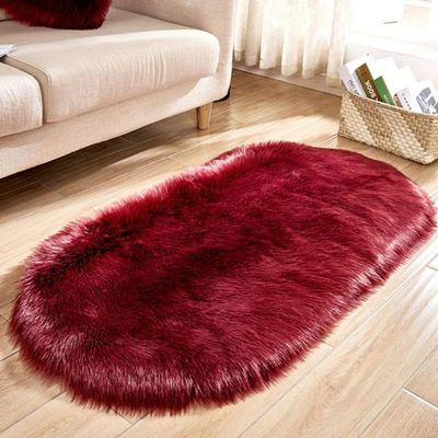 40x71in Wine Red Faux Fur Rugs Shaggy Area Rug Sheepskin Home Decor Bedroom Throw Rug Modern Nursey Decor