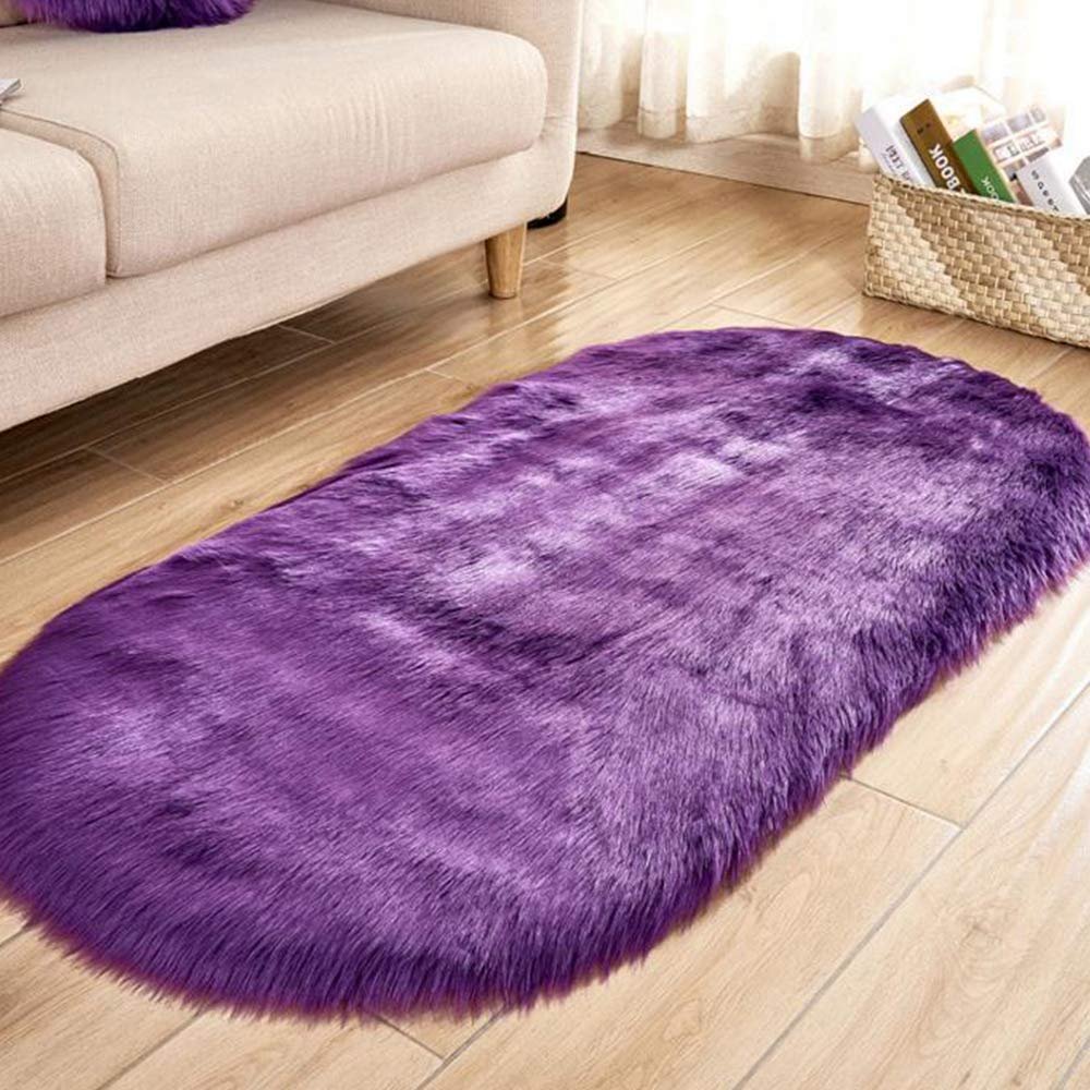 32x71in Purple Faux Fur Area Rug -Shaggy Sheepskin Fluffy Throw Carpet Art Rugs Bedroom Living Ropom Decor