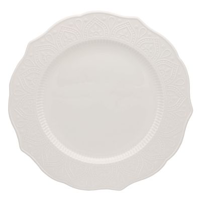 10 Strawberry Street Dahlia 10.5" White Dinner Plate, Set of 6