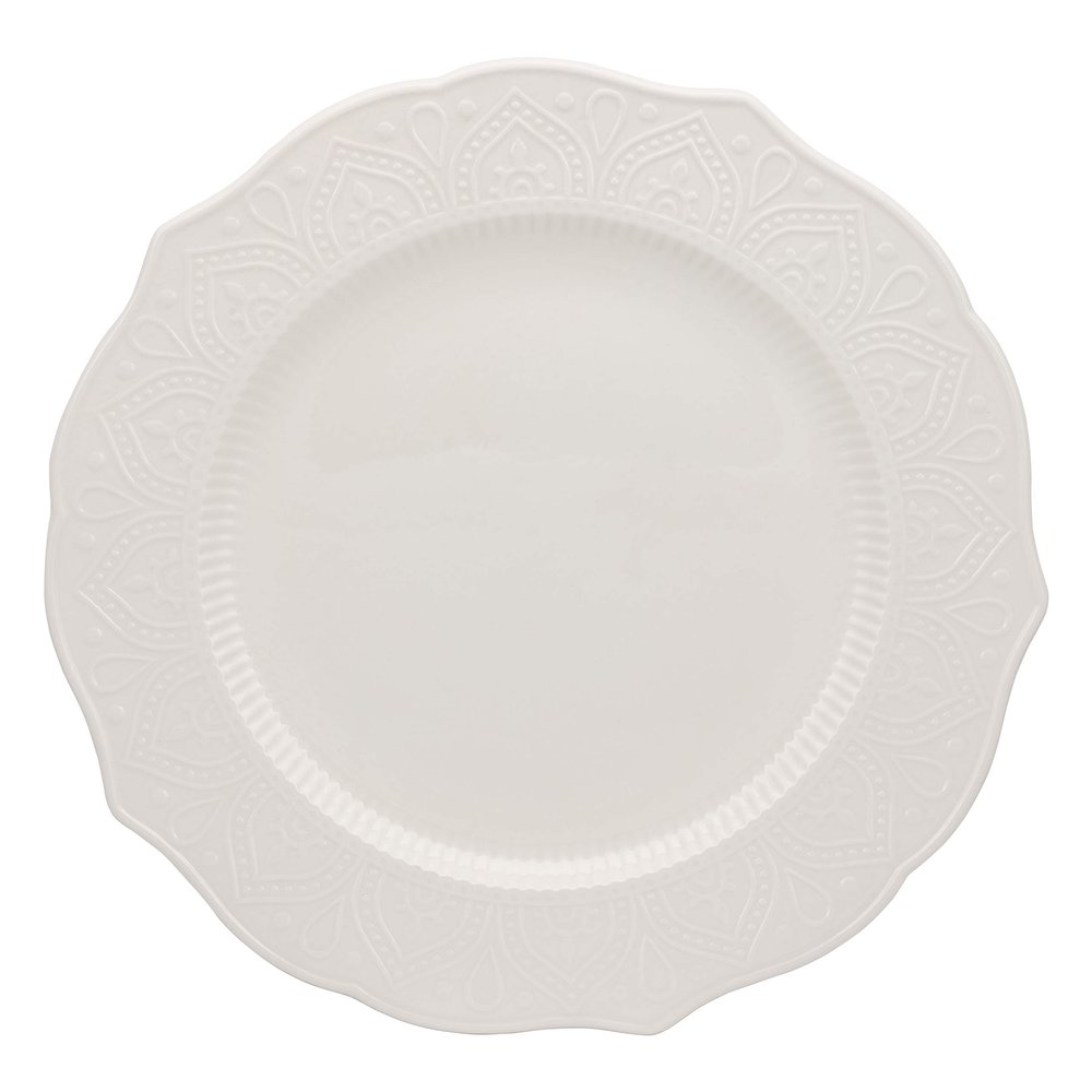 10 Strawberry Street Dahlia 10.5" White Dinner Plate, Set of 6