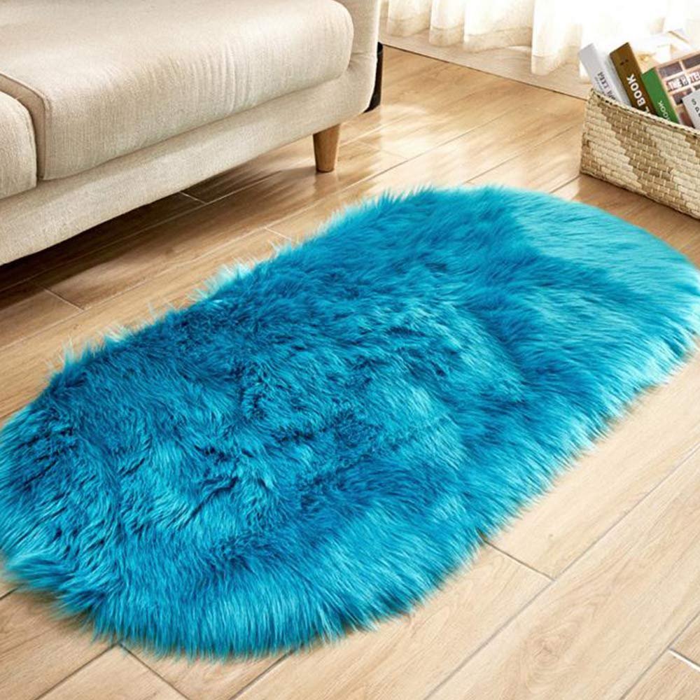 27x59in Faux Fur Area Rug -Shaggy Sheepskin Fluffy Throw Carpet Art Rugs Bedroom Living Room Decor
