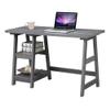 Convenience Concepts Designs2Go Trestle Desk 47" - Modern Desk or Vanity with Shelves, for Office, Dorm, Living Room, Charcoal Gray view 1