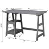 Convenience Concepts Designs2Go Trestle Desk 47" - Modern Desk or Vanity with Shelves, for Office, Dorm, Living Room, Charcoal Gray view 3