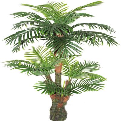 AMERIQUE 691322305203 Gorgeous Tropical Palm Tree Artificial Silk Plant with UV Protection, with Nursery Plastic Pot, Feel Real Technology, Super Quality, 5.3', Green