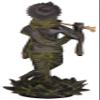 Exotic India Chandravanshi Krishna, of The Lunar Dynasty - Brass Statue - Color Black Green Gold Color view 3