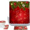 Amagical Merry Christmas Red Santa Pattern 4 Piece Bathroom Mat Set Shower Curtain Set Bath Mat Contour Mat Toilet Cover Fabric Shower Curtian 12 Hooks view 1