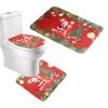 Amagical Merry Christmas Red Santa Pattern 4 Piece Bathroom Mat Set Shower Curtain Set Bath Mat Contour Mat Toilet Cover Fabric Shower Curtian 12 Hooks view 3