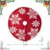 Glitzhome 48" Knitted Red Christmas Tree Skirt with Snowflake Pattern for Xmas Winter Holiday Party Decoration(White Snowflake) view 2