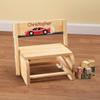 Custom 2-in-1 Children's Step Stool and Chair, Customized with Kids Name, Racecar Design view 2