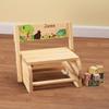 Custom 2-in-1 Children's Step Stool and Chair, Customized with Kids Name, Woodland Animals Design view 2