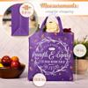 Christian Art Gifts Reusable Shopping Tote Bag for Women: Strength & Dignity - Proverbs 31:25 Inspirational Bible Verse, Easy-hold Collapsible Handbag for Groceries & Books, Golden Leaves, Purple view 2