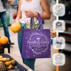 Christian Art Gifts Reusable Shopping Tote Bag for Women: Strength & Dignity - Proverbs 31:25 Inspirational Bible Verse, Easy-hold Collapsible Handbag for Groceries & Books, Golden Leaves, Purple view 3