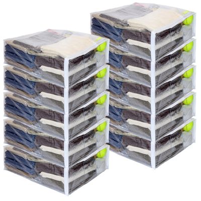 10-Pack Clear Vinyl Zippered Storage Bags 20 x 23 x 6 Inch