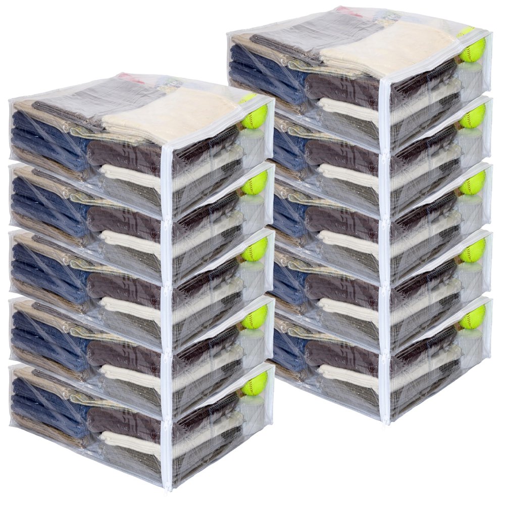 10-Pack Clear Vinyl Zippered Storage Bags 20 x 23 x 6 Inch