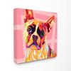 The Stupell Home Dcor Collection Vibrant Abstract Posterized Rainbow Dog with Pink Pattern Background Stretched Canvas Wall Art, Multi-Color view 1