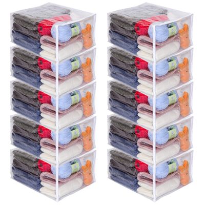 10-Pack Clear Vinyl Zippered Storage Bags 15 x 18 x 8 Inch