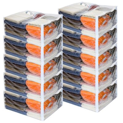 10-Pack Clear Vinyl Zippered Storage Bags 20 x 23 x 8 Inch