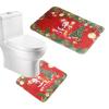 Amagical Merry Christmas Red Santa Pattern 3 Piece Bathroom Mat Set Shower Curtain Set Bath Mat Contour Mat Fabric Shower Curtian 12 Hooks view 3