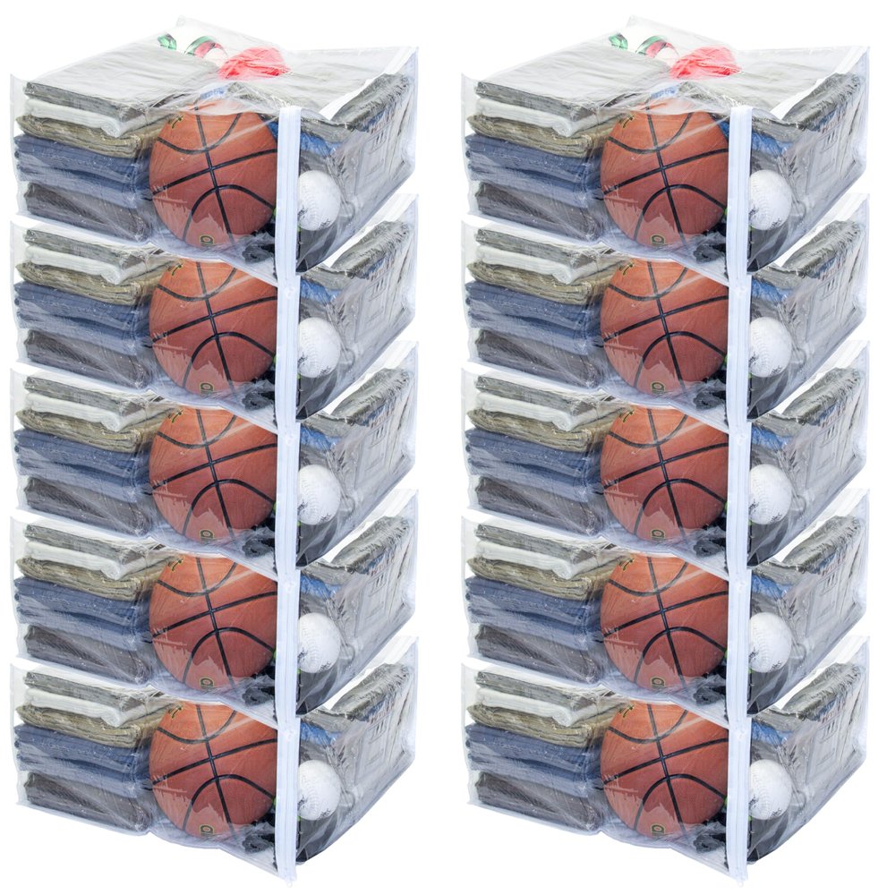 10-Pack Clear Vinyl Zippered Storage Bags 23 x 23 x 10 Inch