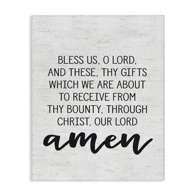 Stupell Industries Bless Us O Lord Before Meal Prayer Subtle Birch Typography Canvas Wall Art, 16 x 20, Design by Artist Lettered and Lined