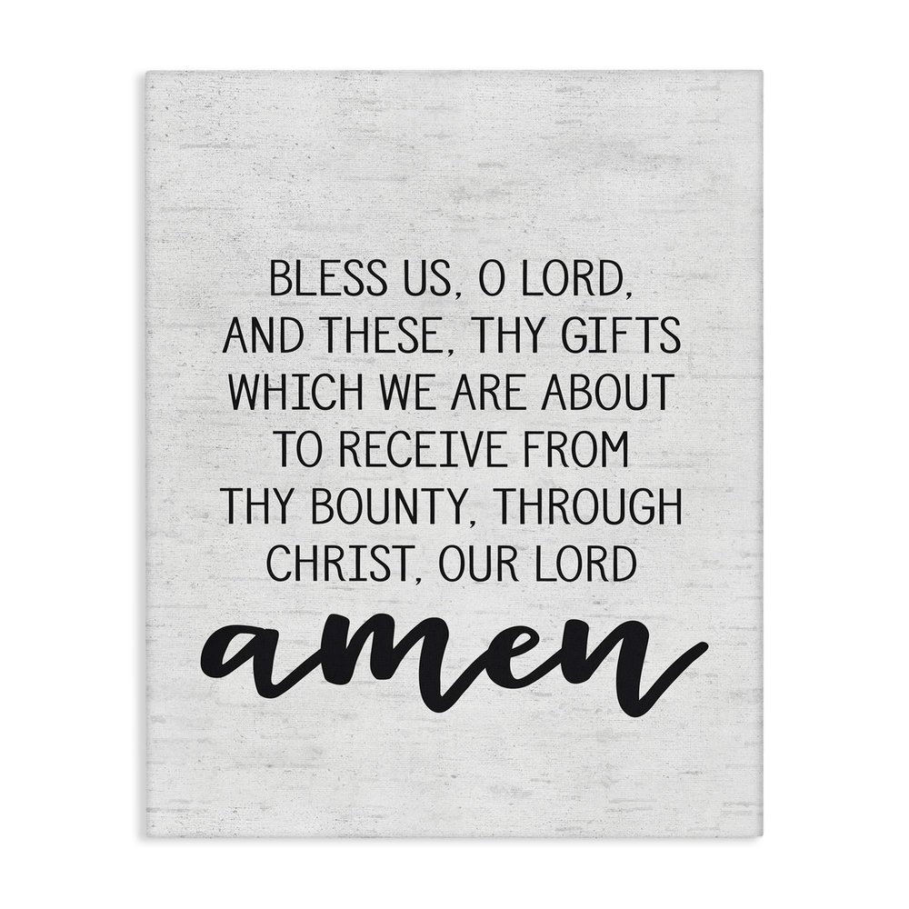 Stupell Industries Bless Us O Lord Before Meal Prayer Subtle Birch Typography Canvas Wall Art, 16 x 20, Design by Artist Lettered and Lined