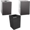 Witt Industries Steel 28-Gallon Geo Cube Recycling Container, Round Opening, Legend "Cans", Slot Opening, Legend "Newspaper" and Square Opening, Legend "Waste" Square, Charcoal. view 1