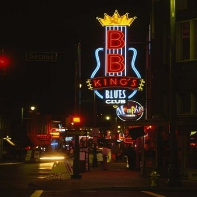 Posterazzi Neon sign lit up at night B. B. King's Blues Club Memphis Shel Poster Print by County Tennessee USA, (28 x 22)
