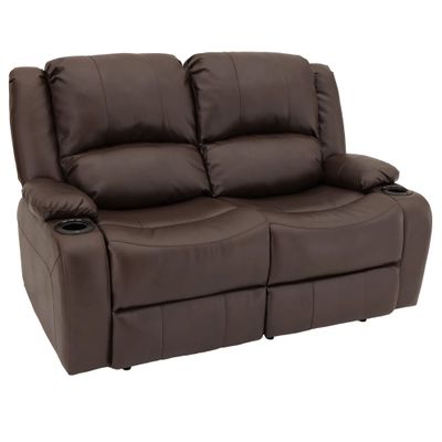 RecPro Charles 58" Powered Double RV Wall Hugger Recliner Sofa RV Loveseat with Upgraded 2023 Fabric (Chestnut)