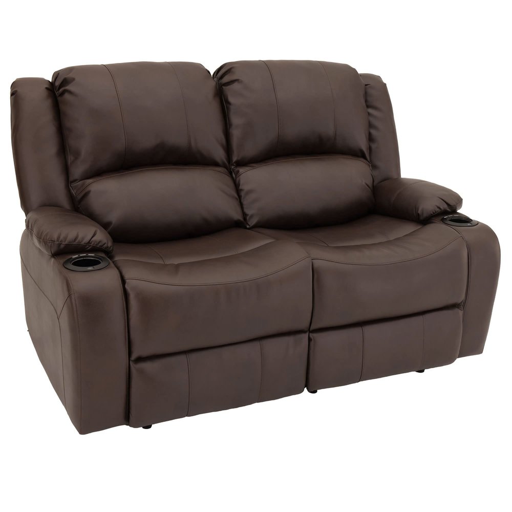 RecPro Charles 58" Powered Double RV Wall Hugger Recliner Sofa RV Loveseat with Upgraded 2023 Fabric (Chestnut)
